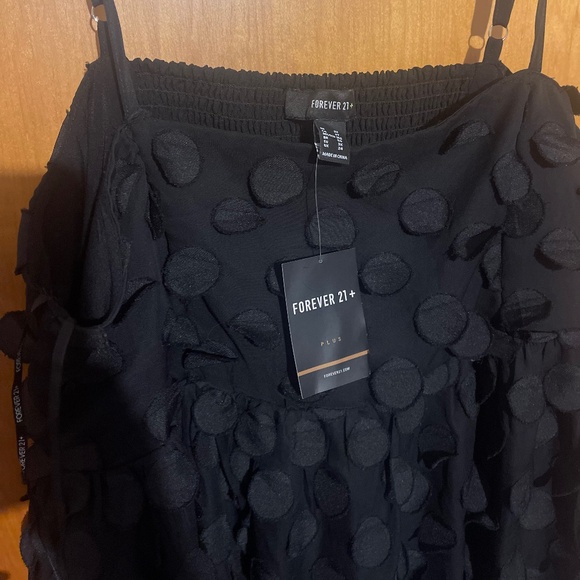 NWT Forever 21 Polka Dot Black Cami Mini Dress Size 3X - Picture 2 of 3